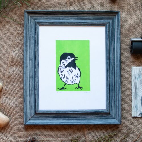 Chickadee Block Print