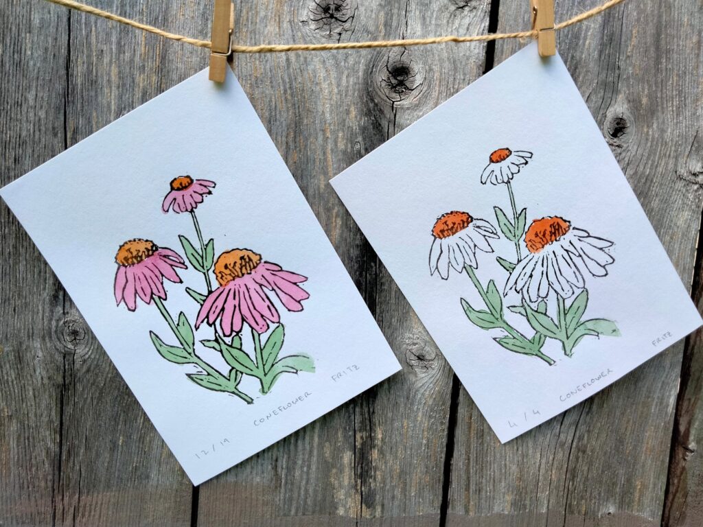 Coneflower Block Print